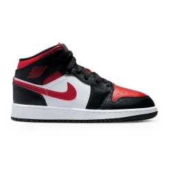Air Jordan 1 Mid Black Fire Red (GS)< Trainers