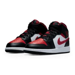 Air Jordan 1 Mid Black Fire Red (GS)< Trainers