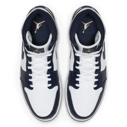 Air Jordan 1 Mid White Metallic Gold Obsidian< Trainers