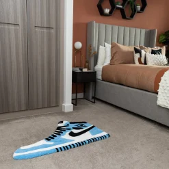 Project Crepslocker Air Jordan 1 OG UNC Custom Handmade Rug< Rugs & Mats|Designer Home Accessories