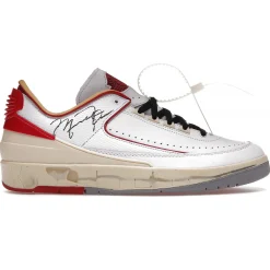 Air Jordan 2 X Off-White Retro Low White Varsity Red< White Trainers|Trainers