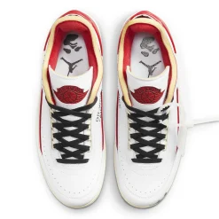 Air Jordan 2 X Off-White Retro Low White Varsity Red< White Trainers|Trainers
