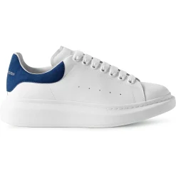Alexander Mcqueen Raised Sole White Navy Suede Sneaker< White Trainers|Designer Trainers