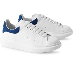 Alexander Mcqueen Raised Sole White Navy Suede Sneaker< White Trainers|Designer Trainers