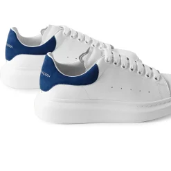 Alexander Mcqueen Raised Sole White Navy Suede Sneaker< White Trainers|Designer Trainers