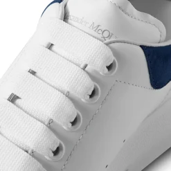 Alexander Mcqueen Raised Sole White Navy Suede Sneaker< White Trainers|Designer Trainers