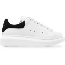 Alexander Mcqueen Raised Sole White Black Suede Sneaker< White Trainers|Designer Trainers
