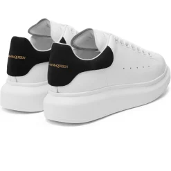 Alexander Mcqueen Raised Sole White Black Suede Sneaker< White Trainers|Designer Trainers