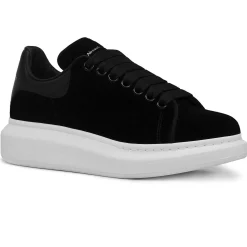Alexander Mcqueen Raised Sole Black Velvet Trainers (W)< Black Trainers|Designer Trainers