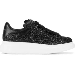 Alexander Mcqueen Raised Sole Black Glitter Trainers< Black Trainers|Designer Trainers