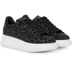 Alexander Mcqueen Raised Sole Black Glitter Trainers< Black Trainers|Designer Trainers