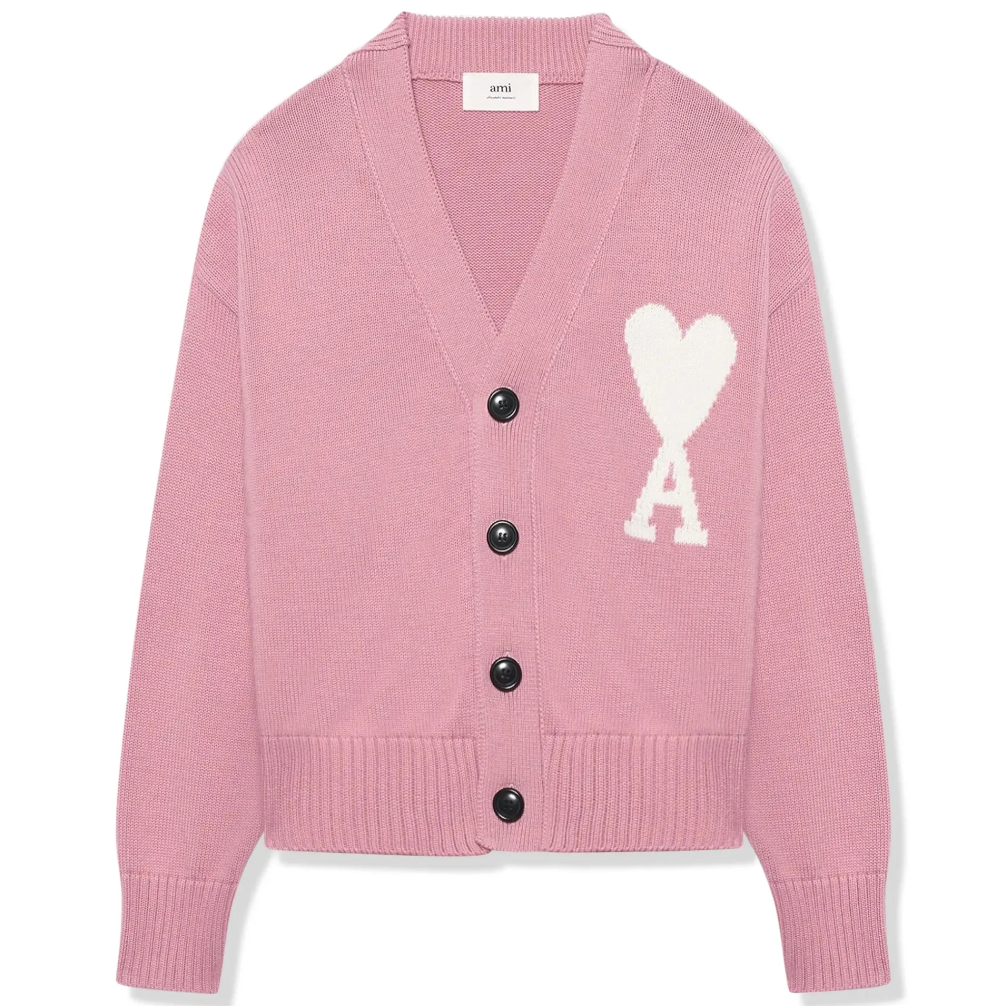 Ami Paris Ami De Coeur ADC Pink White Knit Cardigan< Sweatshirts & Hoodies