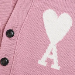 Ami Paris Ami De Coeur ADC Pink White Knit Cardigan< Sweatshirts & Hoodies