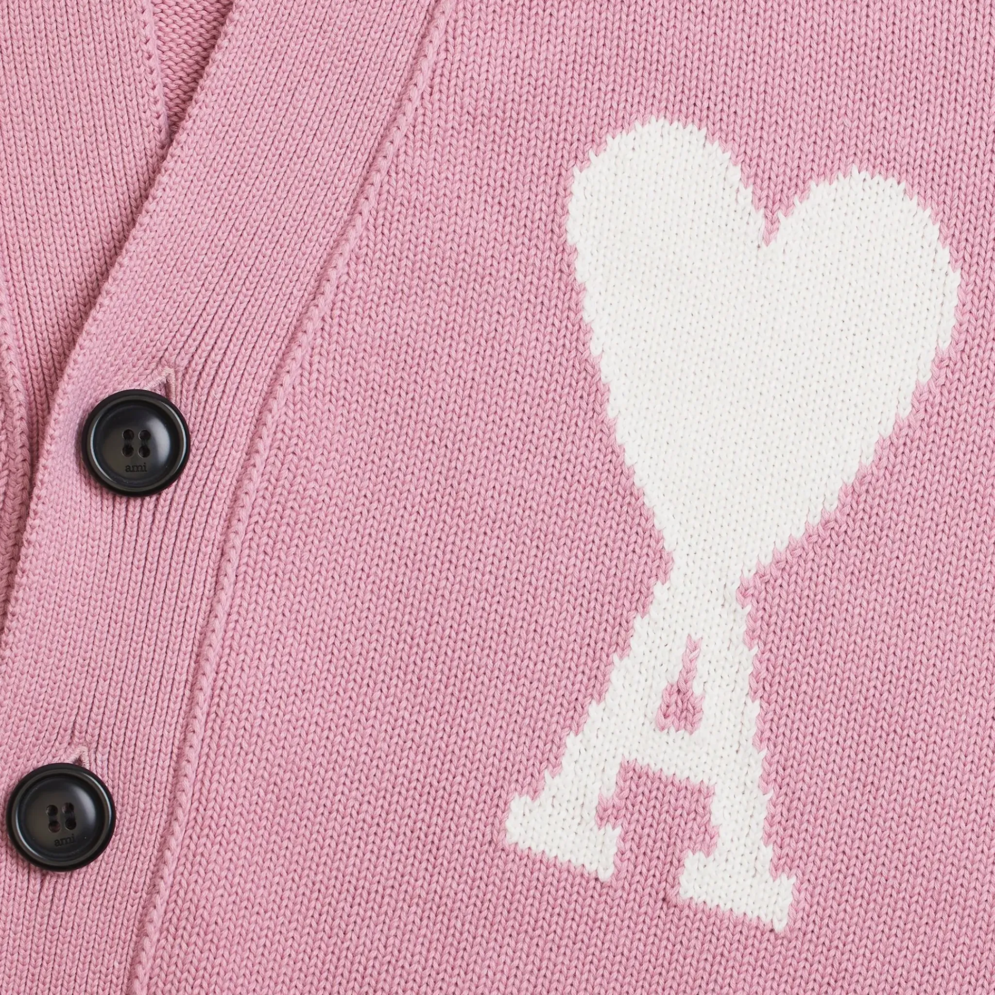 Ami Paris Ami De Coeur ADC Pink White Knit Cardigan< Sweatshirts & Hoodies