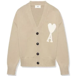 Ami Paris Ami De Coeur ADC Beige White Cardigan< Sweatshirts & Hoodies