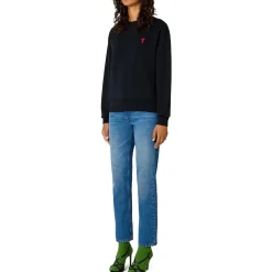 Ami Paris Ami De Coeur Black Sweatshirt< Sweatshirts & Hoodies