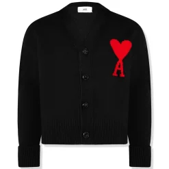 Ami Paris Ami De Coeur Black Red Cardigan< Sweatshirts & Hoodies