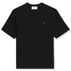 Ami Paris Ami De Coeur Black Red T Shirt< T-shirts