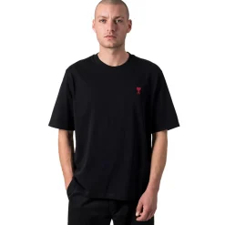 Ami Paris Ami De Coeur Black Red T Shirt< T-shirts