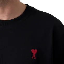 Ami Paris Ami De Coeur Black Red T Shirt< T-shirts