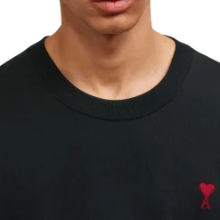 Ami Paris Ami De Coeur Black Red T Shirt< T-shirts