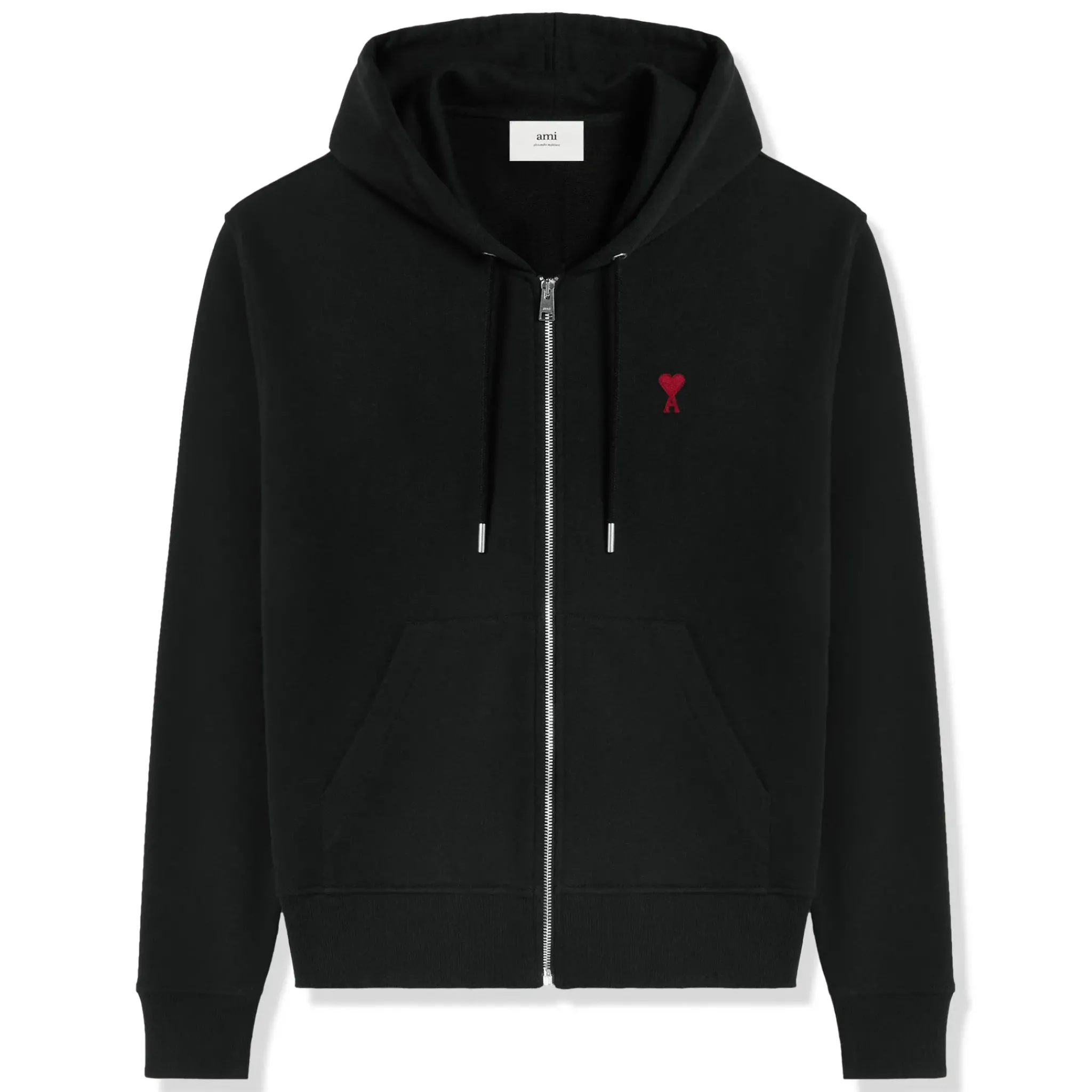 Ami Paris Ami De Coeur Cotton Black Zip-Up Hoodie< Sweatshirts & Hoodies