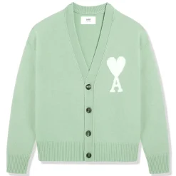 Ami Paris Ami De Coeur Green Cardigan< Sweatshirts & Hoodies