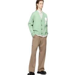 Ami Paris Ami De Coeur Green Cardigan< Sweatshirts & Hoodies