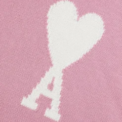Ami Paris Ami De Coeur Logo Intarsia Pink Knit Sweatshirt< Sweatshirts & Hoodies