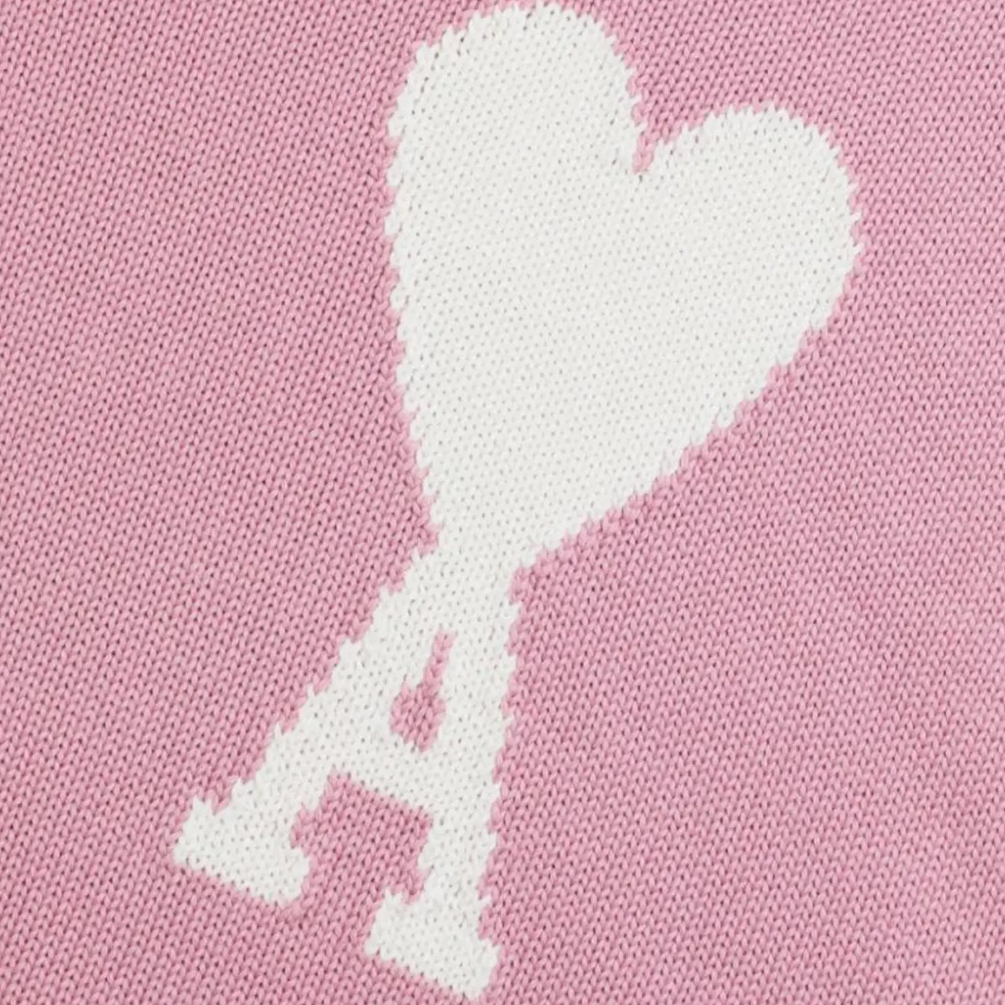 Ami Paris Ami De Coeur Logo Intarsia Pink Knit Sweatshirt< Sweatshirts & Hoodies