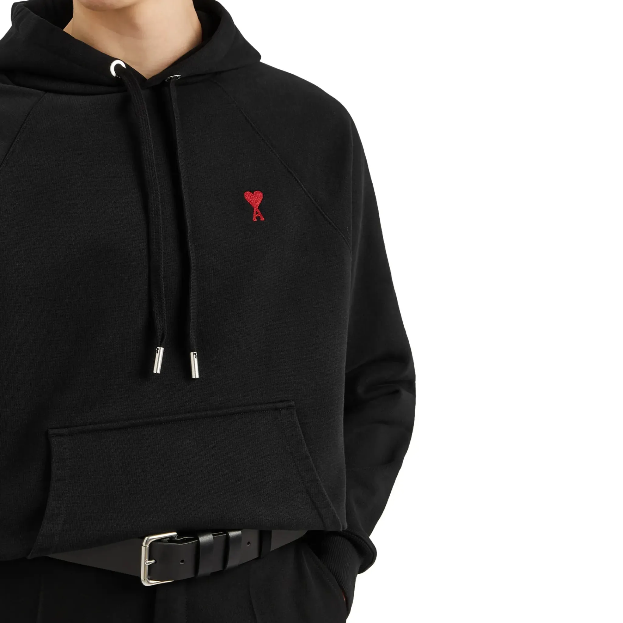 Ami Paris Ami De Coeur Logo Cotton Black Hoodie< Sweatshirts & Hoodies