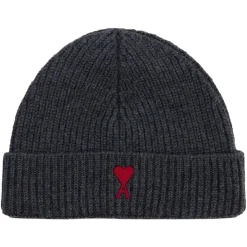 Ami Paris Red ADC Grey Beanie Hat< Hats & Caps