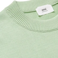 Ami Paris Red Ami De Coeur Logo Intarsia Off Green Sweatshirt< Sweatshirts & Hoodies