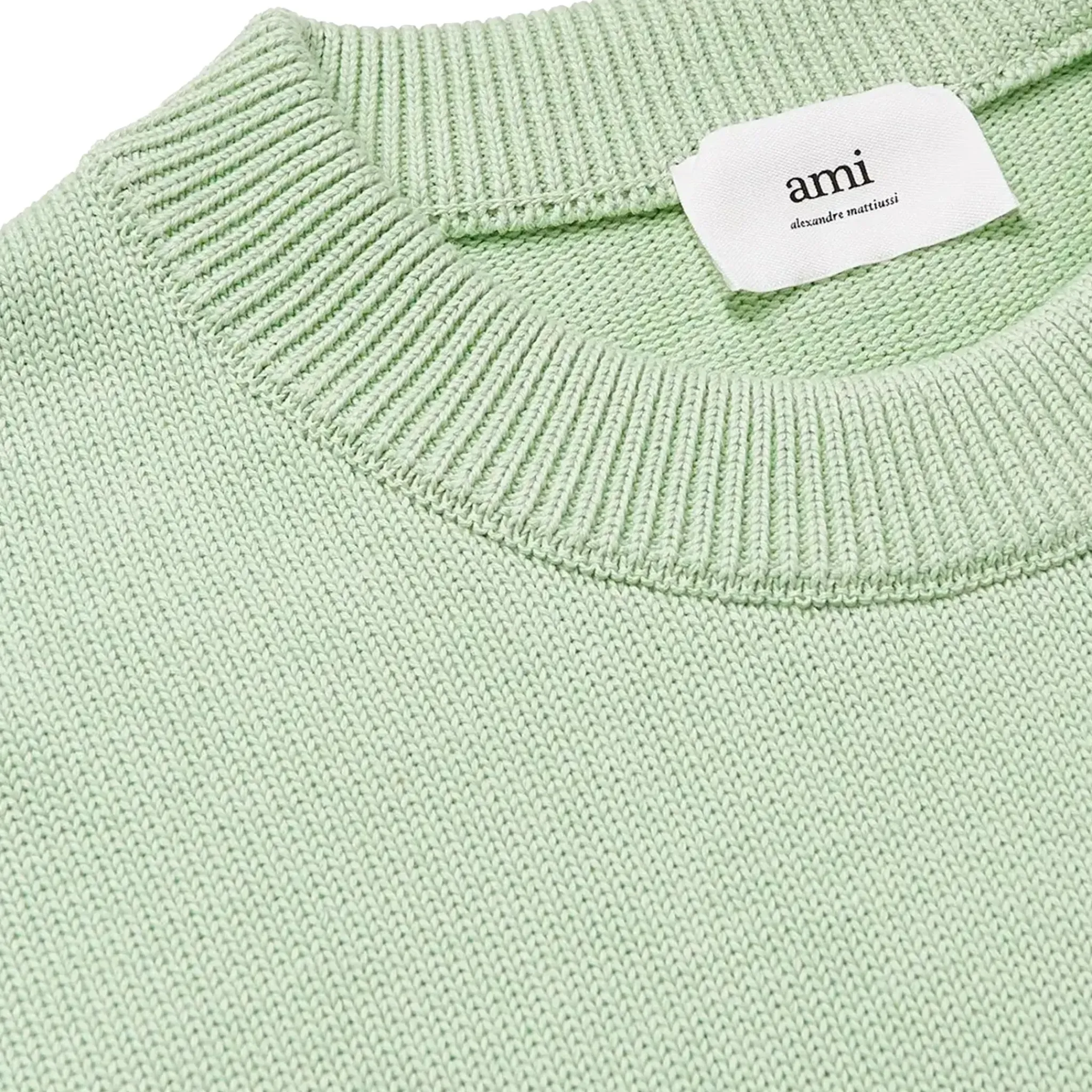 Ami Paris Red Ami De Coeur Logo Intarsia Off Green Sweatshirt< Sweatshirts & Hoodies