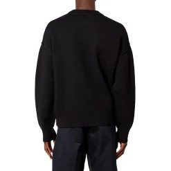 Ami Paris Red Ami De Coeur Logo Intarsia Off Black Sweatshirt< Sweatshirts & Hoodies