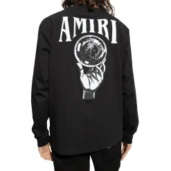 Amiri Crystal Ball Long Sleeve Black T Shirt< T-shirts