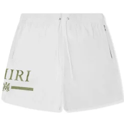 Amiri Ma Bar Logo Swim Shorts White< Swimwear|Shorts