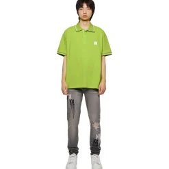 Amiri Solid Short Sleeve Green Polo Shirt< Polo Shirts