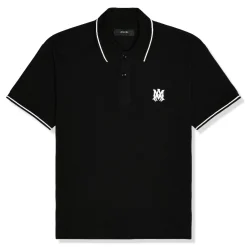 Amiri Solid Short Sleeve Black Polo Shirt< Polo Shirts