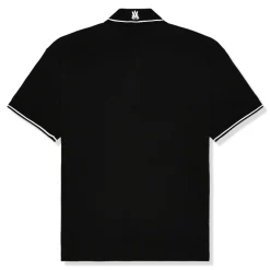 Amiri Solid Short Sleeve Black Polo Shirt< Polo Shirts