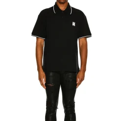 Amiri Solid Short Sleeve Black Polo Shirt< Polo Shirts
