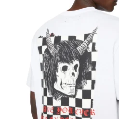 Amiri Wes Lang Checker Skull White T Shirt< T-shirts