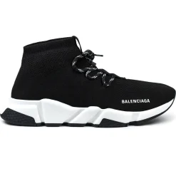 Balenciaga Speed Knit Lace Sock Black White< Black Trainers|Designer Trainers