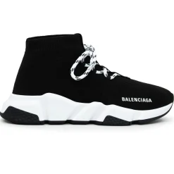 Balenciaga Speed Knit Lace Sock Black White (W)< Black Trainers|Designer Trainers