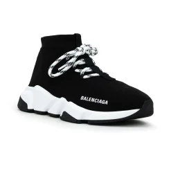 Balenciaga Speed Knit Lace Sock Black White (W)< Black Trainers|Designer Trainers