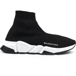 Balenciaga Speed Knit Sock Black White Black (W)< Black Trainers|Designer Trainers