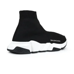 Balenciaga Speed Knit Sock Black White Black (W)< Black Trainers|Designer Trainers