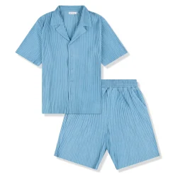 Belier Pleated Light Blue Resort Shirt & Shorts< Shorts|Shirts