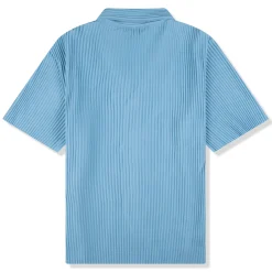 Belier Pleated Short Sleeve Light Blue Resort Shirt< Shirts