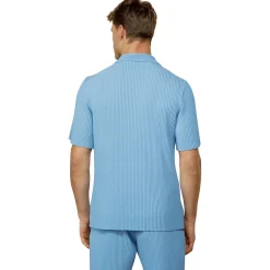 Belier Pleated Short Sleeve Light Blue Resort Shirt< Shirts